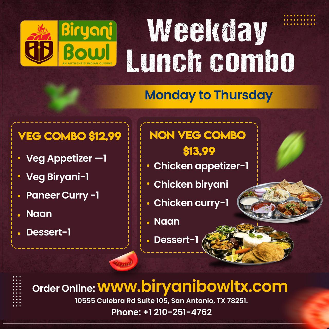 weekday lunch combo